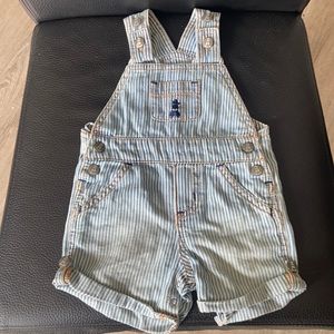 Striped denim shirt overalls